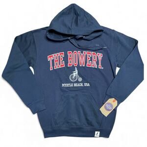 The Bowery Pullover Hoodie Sweatshirt in Navy size Small